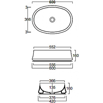 Раковина накладная SIMAS SHARP SH04bi*0 60х42см