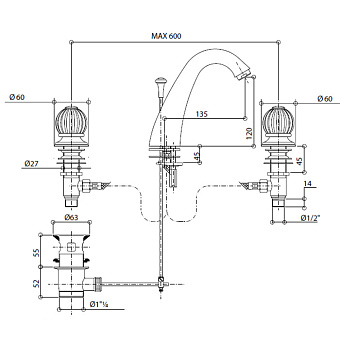 Смеситель для раковины Bongio Rivoli 05501OR00 золотой