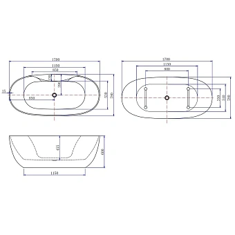 Ванна акриловая AQUANET Family 287099 170х78см отдельностоящая