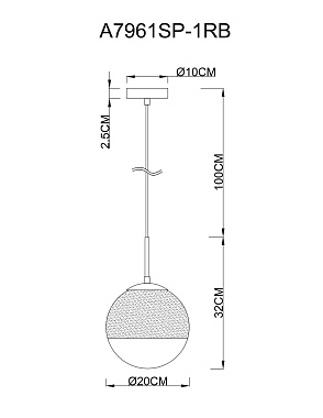 Светильник подвесной Arte Lamp JUPITER copper A7961SP-1RB 60Вт E27