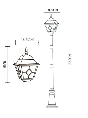 Светильник ландшафтный Arte Lamp BERLIN A1017PA-1BN 75Вт IP44 E27 золотой/чёрный