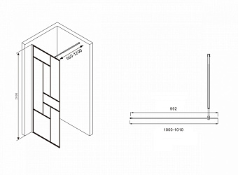 Перегородка для душа Abber Immer Offen AG63100B 200х100см стекло прозрачное