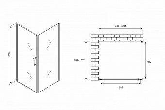 Угловое ограждение Abber Sonnenstrand AG04100B-S100B 195х100см стекло прозрачное