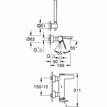 Смеситель для ванны GROHE Plus 33547003 хром