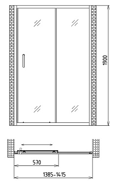 Душевая дверь Gemy Victoria S30191B 190х140см стекло прозрачное