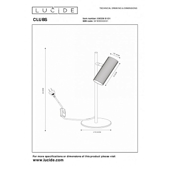 Светильник подвесной Lucide CLUBS 09539/01/31 40Вт GU10