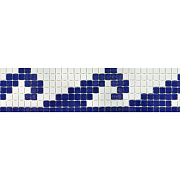 Стеклянная мозаика Ezzari Cenefa 6 2545-A/2543-D белый/синий 18х36,05см 2,2кв.м.