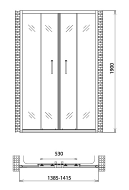 Душевая дверь Gemy Victoria S30192E 190х140см стекло прозрачное