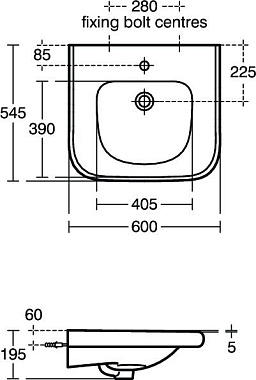 Раковина подвесная IDEAL STANDARD CONTOUR S216701 60х19,5см