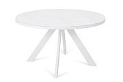 Кухонный стол раскладной AERO 120х120х73,5см закаленное стекло/сталь White Glass
