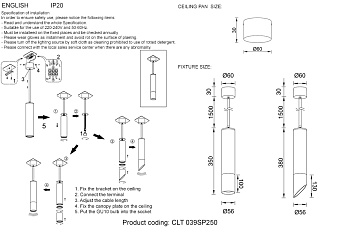 Светильник подвесной CRYSTAL LUX CLT 039 CLT 039SP250 WH-WH 50Вт GU10
