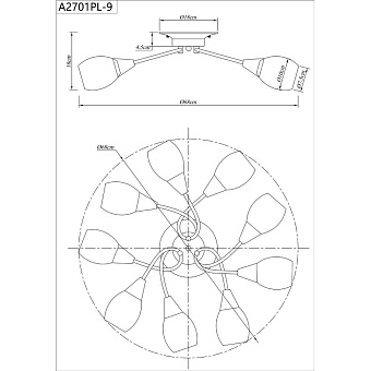 Люстра потолочная Arte Lamp PENNY A2701PL-9CC 60Вт 9 лампочек E27