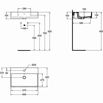 Раковина накладная IDEAL STANDARD Strada K077801 60х42см