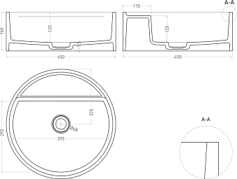 Раковина накладная SALINI ARMONIA 130116G 45х45см