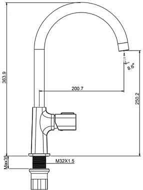 Смеситель для кухни Maxonor PL4089-8 поворотный излив белый