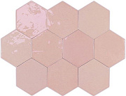 Настенная плитка WOW Zellige Hexa 122082 Pink 10,8х12,4см 0,382кв.м. глянцевая