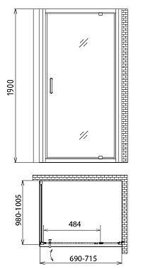 Угловое ограждение Gemy Sunny Bay S28130-A100 190х100см стекло прозрачное