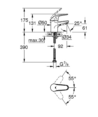 Смеситель для раковины GROHE Euroeco 32734000 хром