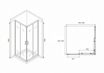 Угловое ограждение Abber Schwarzer Diamant AG02100B 195х100см стекло прозрачное