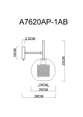 Светильник настенный Arte Lamp MANCHESTER A7620AP-1AB 60Вт E27