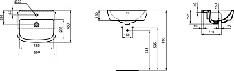 Раковина встраиваемая сверху IDEAL STANDARD TEMPO T059001 55х19,5см