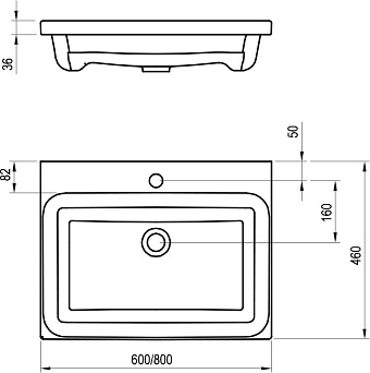 Раковина встраиваемая сверху RAVAK Comfort XJX01280001 80х46,5см