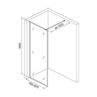 Душевая перегородка Walk In, черный 80x195, Slide, IDDIS, SLI8BS8i23