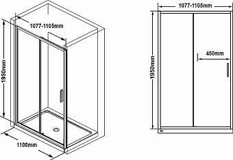 Душевая дверь RAVAK Blix Slim X0PMD0300Z1 195х110см стекло прозрачное