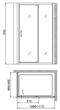 Угловое ограждение Gemy Sunny Bay S28191C-A90 190х90см стекло прозрачное