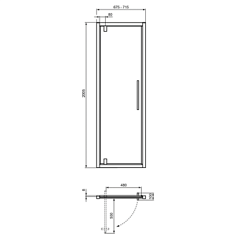 Душевая дверь IDEAL STANDARD Ideal Standard i.life T4835EO 200,5х70см стекло прозрачное