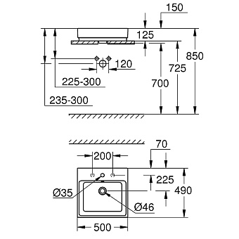 Раковина подвесная GROHE Cube Ceramic 3947800H 50х49см