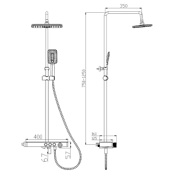 Душевая система MELANA Male F610501B чёрный