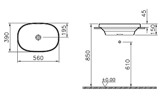 Раковина на столешницу VITRA Frame 5652B403-0016 56х15см