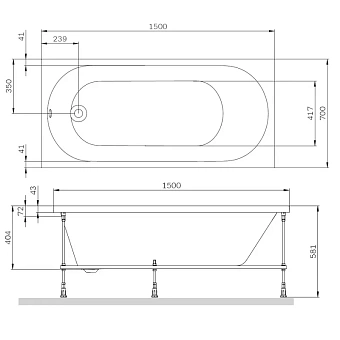 Ванна акриловая AM-PM X-Joy W94A-150-070W-A1 150х70см пристенная