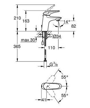 Смеситель для раковины GROHE Eurostyle 23713003 хром