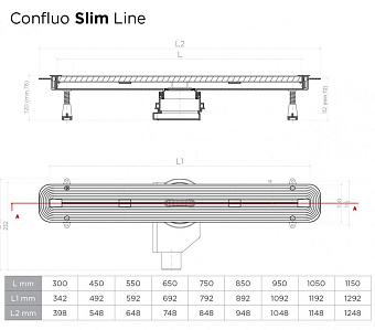 Щелевой душевой трап Pestan Confluo Slim Line 13100030 30х0,4см горизонтальный сток