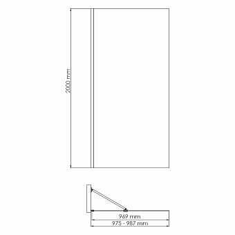 Перегородка для душа WASSERKRAFT Aisch 55W 55W44 200х100см стекло прозрачное