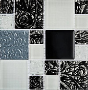 Стеклянная мозаика Роскошная мозаика МС 2171 Белый/Платиновый/Серый 30х30см 0,54кв.м.