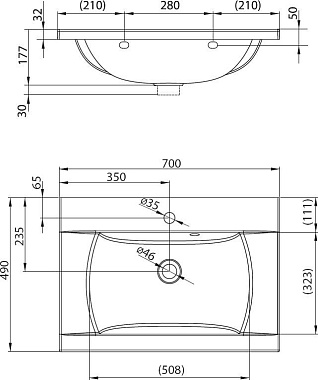 Раковина подвесная RAVAK Classic XJD01170000 70х49см