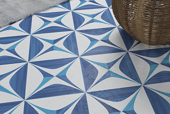 Матовый керамогранит WOW Blanc Et Bleu 108793 Leaf Decor 18,5х18,5см 0,413кв.м.