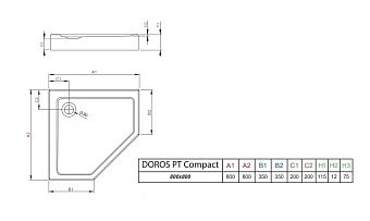 Душевой поддон RADAWAY Doros SDRPT8080-05 90х80см