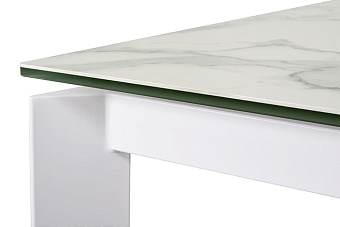 Кухонный стол раскладной AERO 85х140х76см закаленное стекло/керамика/сталь Carrara