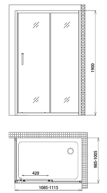 Угловое ограждение Gemy Victoria S30191D-A100 190х100см стекло прозрачное