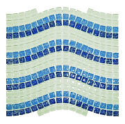 Стеклянная мозаика Роскошная мозаика МС 1090 белый/голубой/синий 30х30см 0,54кв.м.