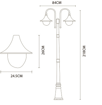 Светильник ландшафтный Arte Lamp MALAGA A1086PA-2BG 75Вт IP44 E27 СТАРАЯ МЕДЬ
