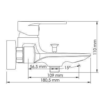 Смеситель для ванны WASSERKRAFT Elbe 7401 чёрный (матовый)