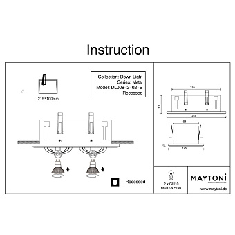 Светильник точечный встраиваемый Maytoni Metal Modern DL008-2-02-S 50Вт GU10