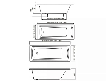 Ванна акриловая RAVAK Domino Plus C651R00000 180х80см пристенная