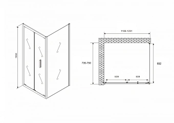 Угловое ограждение Abber Sonnenstrand AG07120-S75 195х75см стекло прозрачное