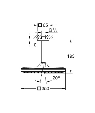 Верхний душ GROHE Tempesta 250 Cube 26688000 белый/хром